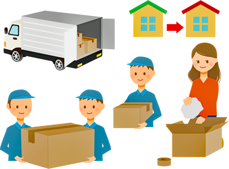 Free moving boxes mover illustration