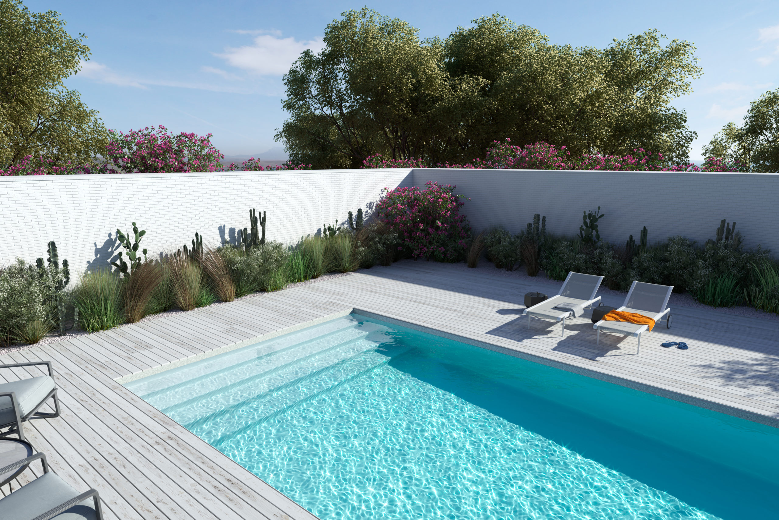 What is Minimalistic Poolside Landscaping?